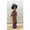 Image 2 : Carved Wood Figure of a Man 22” and Ty Beanie Baby "Millennium" Bear in Display Case