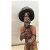 Image 4 : Carved Wood Figure of a Man 22” and Ty Beanie Baby "Millennium" Bear in Display Case