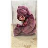 Image 6 : Carved Wood Figure of a Man 22” and Ty Beanie Baby "Millennium" Bear in Display Case