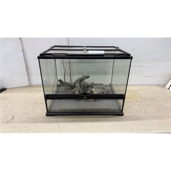 Exo Terra Terrarium, 18.5 × 24 × 18”, with Screen Top, Water Dish and 2 Decor Pieces