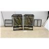 Image 1 : Two Exo Terra Glass Terrariums, with Screen Tops, Two Backgrounds, Two Water Dishes, and Decor