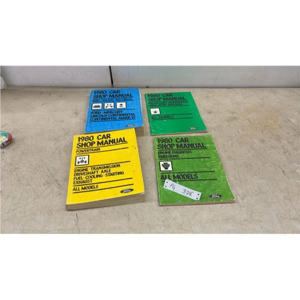 Set of 4 Original 1980 Ford Car Shop Manuals: Powertrain, Body/Chassis, Emissions