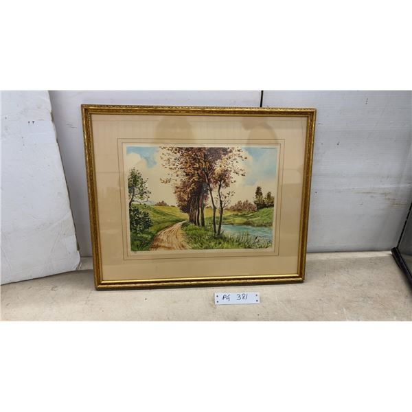 Framed Etching by Louis Raymond "The Pond” 17 × 21”