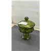 Image 2 : 1960s Indiana Glass Green King's Crown Thumbprint Candy Dish and 2010 Tiki Farm Mo Ritz Mug