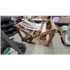 Image 1 : Antique Wooden Floor Loom with Warp Threads and Partially Woven Textile on Beam old primitive