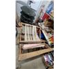 Image 2 : Antique Wooden Floor Loom with Warp Threads and Partially Woven Textile on Beam old primitive