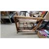 Image 3 : Antique Wooden Floor Loom with Warp Threads and Partially Woven Textile on Beam old primitive