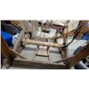 Image 6 : Antique Wooden Floor Loom with Warp Threads and Partially Woven Textile on Beam old primitive