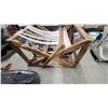 Image 7 : Antique Wooden Floor Loom with Warp Threads and Partially Woven Textile on Beam old primitive