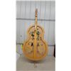 Image 1 : Decorative Wooden Cello Prop with Ornate Cutouts and Artificial Ivy Foliage 7' tall