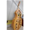 Image 4 : Decorative Wooden Cello Prop with Ornate Cutouts and Artificial Ivy Foliage 7' tall