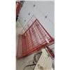 Image 4 : Red Mobile Multi-Tiered Wire Retail Display Rack With Angled Shelves 58”×48”×18” seller used for