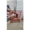 Image 6 : Red Mobile Multi-Tiered Wire Retail Display Rack With Angled Shelves 58”×48”×18” seller used for