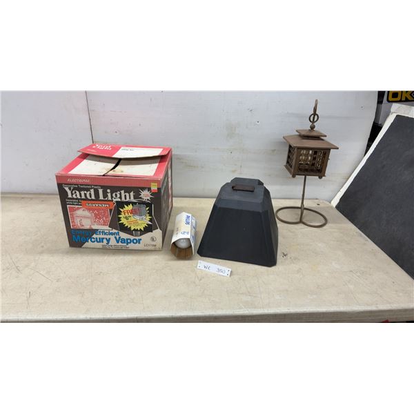 Electripak Yard Light Mercury Vapor LC175M, Philips Bulb, Solar Light, and Metal Lantern