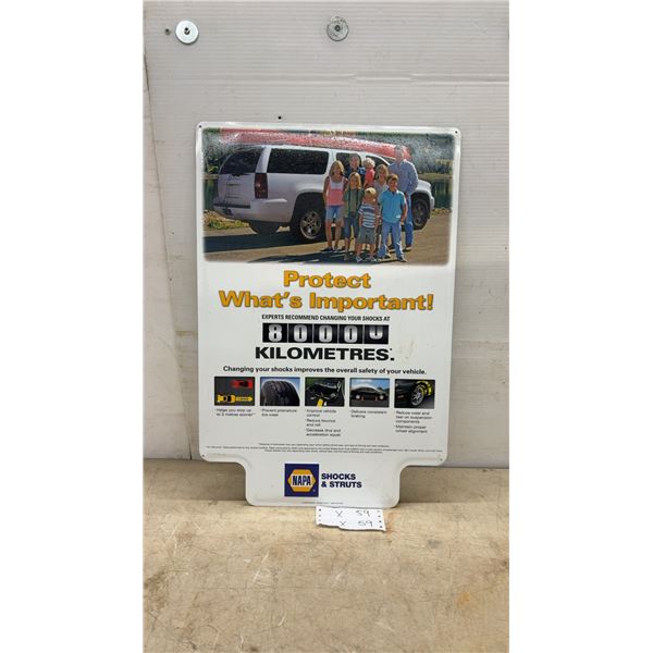 NAPA Shocks and Struts Metal Advertising Sign, 24 × 16”