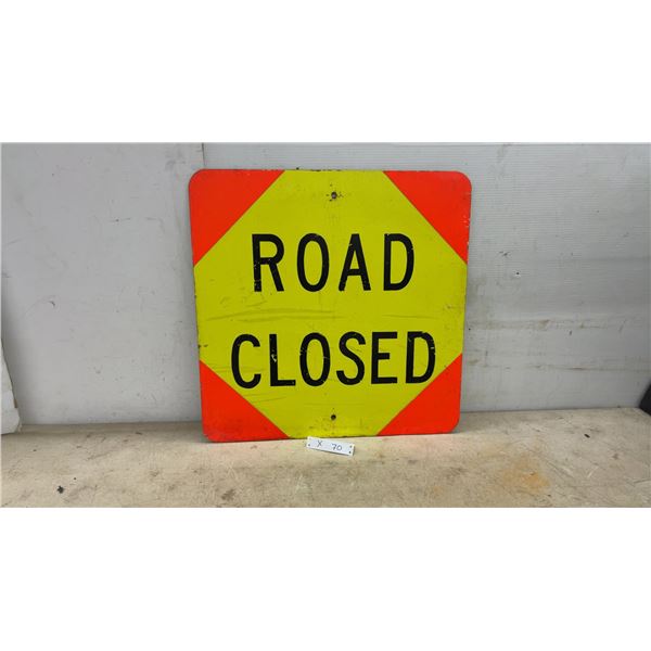 “Road Closed” Metal Sign, 24 × 24”