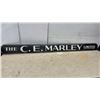 Image 1 : Vintage "The C.E. Marley Limited" Porcelain Business Sign, Cream on Black, 6 × 72”