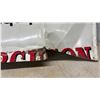 Image 5 : Massey Ferguson "World Famous Farm Equipment" Metal Sign, 16 × 40” Has Some Damage
