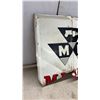 Image 7 : Massey Ferguson "World Famous Farm Equipment" Metal Sign, 16 × 40” Has Some Damage