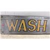 Image 3 : Vintage "Wash Room" Metal Sign with Yellow Block Lettering, 4 × 22 1/2”