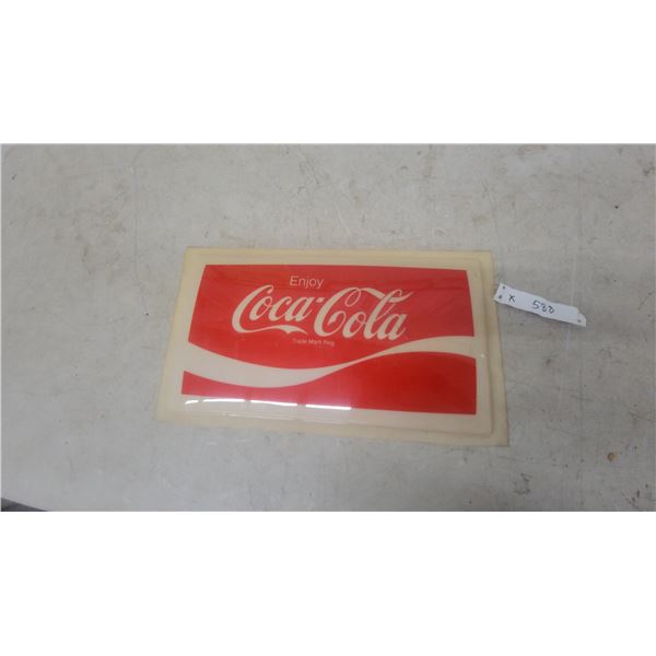 Vintage Coca-Cola "Enjoy" Molded Plastic Convex Bubble Sign with Trade Mark Reg Script Logo 10”×17”