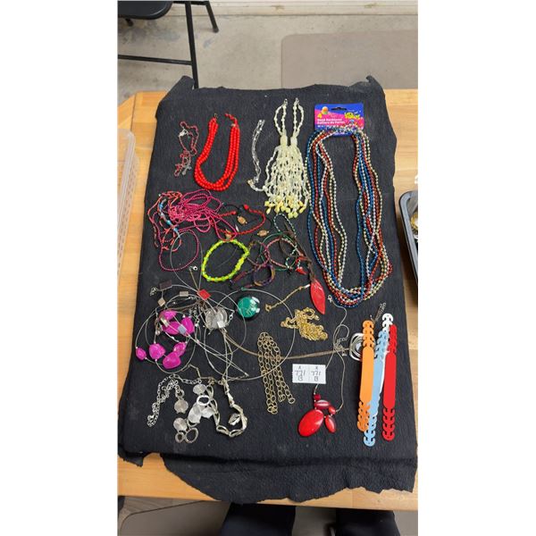 Assorted Costume Jewelry Lot: Necklaces, Bracelets, Beaded necklaces
