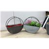 Image 2 : Two Metal Wall Planters, One with Faux Plants, Two Garden Gnomes, and One Gray and Yellow Pot
