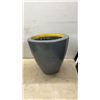 Image 5 : Two Metal Wall Planters, One with Faux Plants, Two Garden Gnomes, and One Gray and Yellow Pot