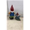 Image 7 : Two Metal Wall Planters, One with Faux Plants, Two Garden Gnomes, and One Gray and Yellow Pot