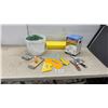 Image 1 : Assorted Drywall and Tiling Tools: 3/4 Box Prism Grout, Trowels and Drywall Compound