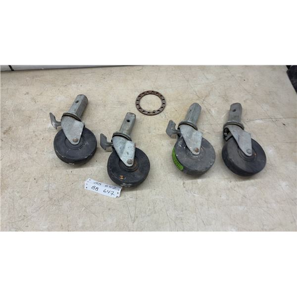 4 Scaffolding Caster Wheels with Brakes and 1 Metal Washer