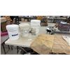 Image 1 : Four 5-Gallon Buckets and 2 Burlap Pieces / Sacks