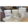 Image 2 : Four 5-Gallon Buckets and 2 Burlap Pieces / Sacks