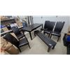 Image 1 : Contemporary Dining Set: Rectangular Table, Backless Benches, and Five Chairs