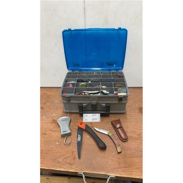 Plano Guide Series Tackle Box with Lures, Weights, Knives, Rapala Scale
