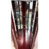 Image 5 : Cherry Finish Corner Curio Cabinet with Glass Shelves and Mirrored Back, Brass-Tone Hardware