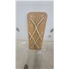 Image 3 : Portable Folding Table with Light Wood Grain Top and Collapsible Metal X-Brace Leg Frame 47”×19”