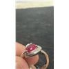 Image 6 : 925 Ring, Size 8, Red Stone Heart Shape, 4 Grams