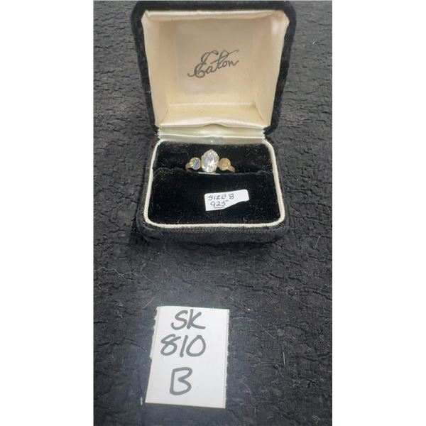 925 Ring, Size 8, 3 Stones, 1.8 Grams