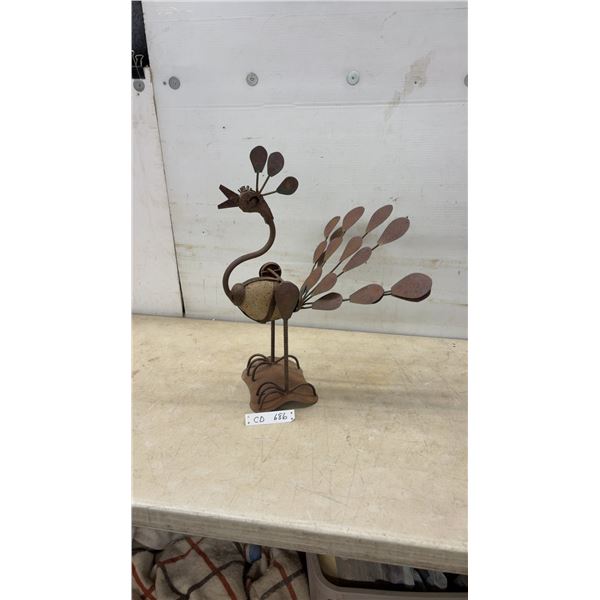 Rustic Metal Peacock Sculpture