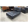Image 1 : Black Tufted Faux Leather Chaise Lounge and Ottoman 74 × 38 × 19