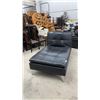 Image 2 : Black Tufted Faux Leather Chaise Lounge and Ottoman 74 × 38 × 19