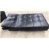 Image 4 : Black Tufted Faux Leather Chaise Lounge and Ottoman 74 × 38 × 19