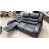 Image 1 : Three-Piece Dark Brown Faux Leather Power Reclining Sofa 85”