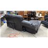 Image 3 : Three-Piece Dark Brown Faux Leather Power Reclining Sofa 85”