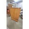 Image 1 : Oak Veneer Armoire with Two Bi-Fold Doors and Two Drawers 60”×30”×28”