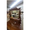 Image 2 : Antique Victorian Carved Oak Three-Drawer Dresser With Ornate Swivel Mirror 69”×38”×20”