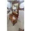 Image 6 : Antique Victorian Carved Oak Three-Drawer Dresser With Ornate Swivel Mirror 69”×38”×20”