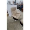 Image 2 : Ekornes Stressless Leather-Style Swivel/Recliner and Ottoman, Beige