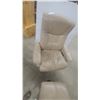 Image 3 : Ekornes Stressless Leather-Style Swivel/Recliner and Ottoman, Beige
